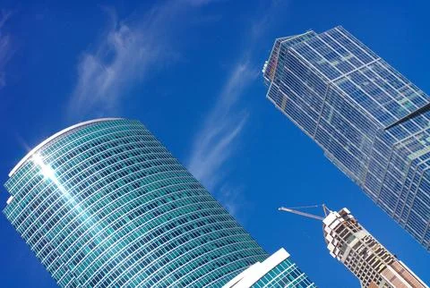 Skyscraper develop on sky background 스톡 사진