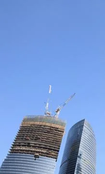 Skyscraper develop on sky background 스톡 사진