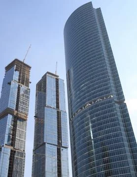 Skyscraper develop on sky background 스톡 사진