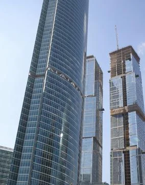 Skyscraper develop on sky background 스톡 사진