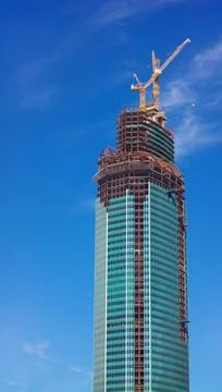 Skyscraper develop on sky background 스톡 사진