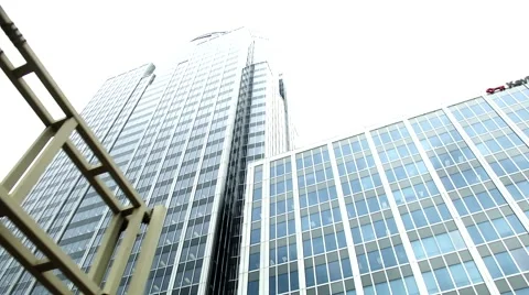 Skyscraper dolly shot under overpass - Banks, Corporations and Capitalism Stock-Footage 52217316