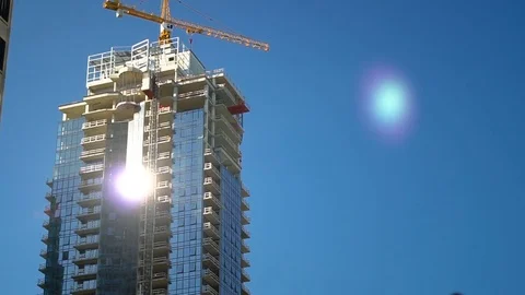 Skyscraper downtown in construction Stock Footage 77970890
