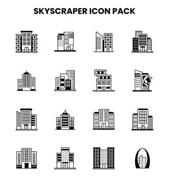 Skyscraper DuoTone Collection Icons Pack Иллюстрация