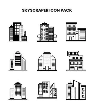 Skyscraper DuoTone Collection Icons Pack イラスト素材