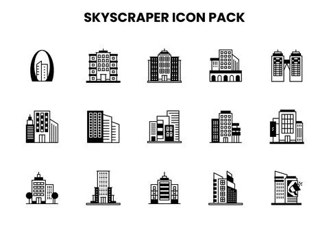 Skyscraper DuoTone Design Icons Pack Stock Illustration