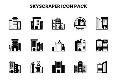 Skyscraper DuoTone Vector Icons Pack Иллюстрация