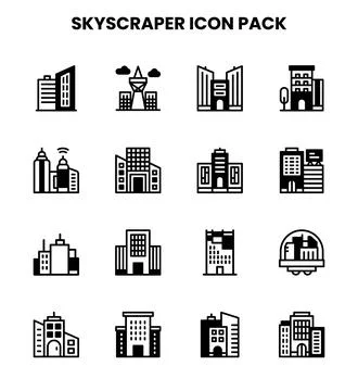 Skyscraper DuoTone Vector Icons Pack Иллюстрация
