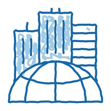 Skyscraper Earth Problem doodle icon hand drawn illustration Illustrazione stock