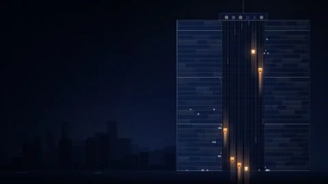 Skyscraper Elevator Dispatch Cutaway Seamless Loop Stock-Footage 346935911