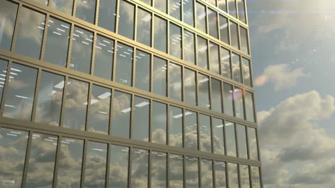 Skyscraper exterior and windows of the high rise office building, seamless loop Stock Footage 138714783