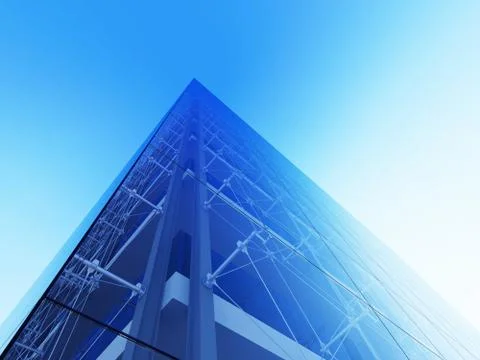 Skyscraper facade (3d modern city street urban style series) Stock Illustration