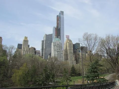 Skyscraper facing Central Park Stock Photos