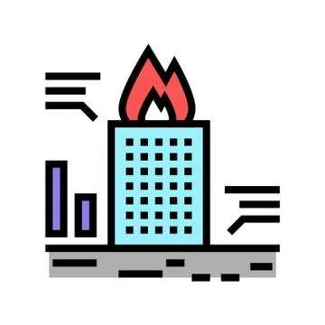 Skyscraper fire test color icon vector illustration Ilustração Stock