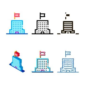 Skyscraper flag icon vector outline designs Illustrazione stock