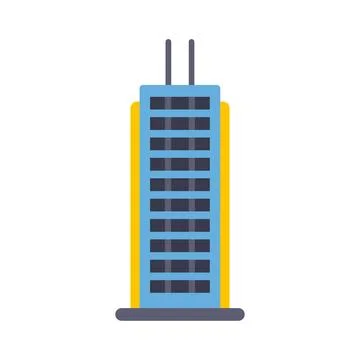 Skyscraper flat design city building icon Ilustración de archivo
