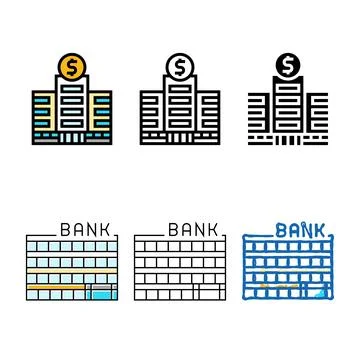 Skyscraper forms bank building color icon vector Stock Illustration