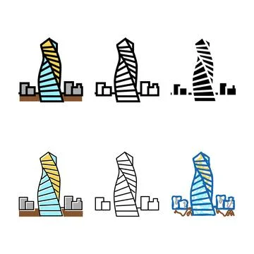 Skyscraper forms modern building color icon vector Stock Illustration