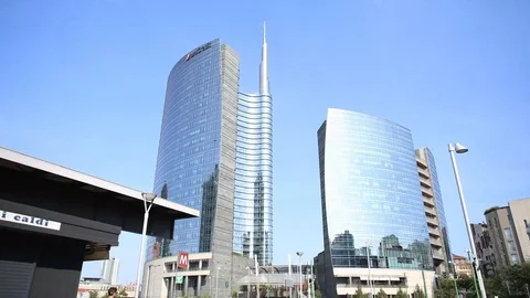 Skyscraper Garibaldi Sun On Blu Sky Timelapse Stock Footage 93929070