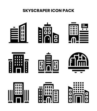 Skyscraper Glyph Collection Icons Pack Иллюстрация