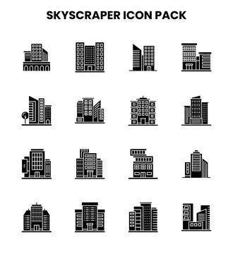 Skyscraper Glyph Graphics Icons Pack Stock-Illustration