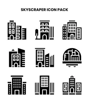 Skyscraper Glyph Icons Pack 库存插图