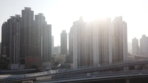 Skyscraper in Hong Kong's sunset Stock Footage 299949237
