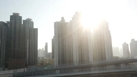 Skyscraper in Hong Kong's sunset Stock Footage 299949280
