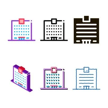 Skyscraper house icon clean vector outline Stock Illustration