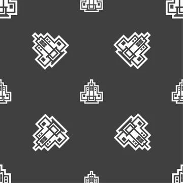 Skyscraper icon sign. Seamless pattern on a gray background. Vector Stock Illustration