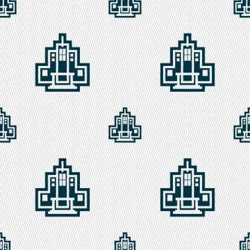 Skyscraper icon sign. Seamless pattern with geometric texture. Stockillustratie