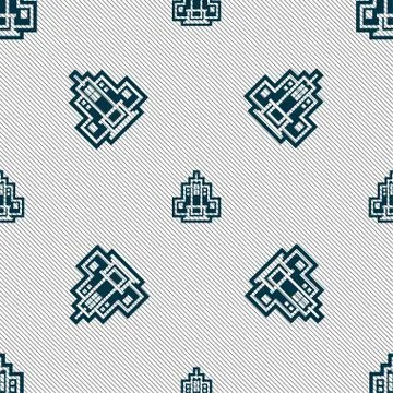 Skyscraper icon sign. Seamless pattern with geometric texture. Stock Illustration