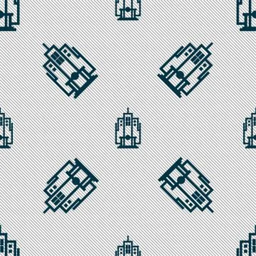 Skyscraper icon sign. Seamless pattern with geometric texture. Stock Illustration