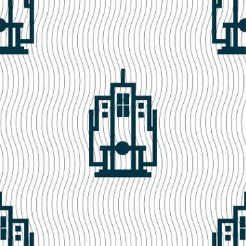 Skyscraper icon sign. Seamless pattern with geometric texture. Stockillustratie