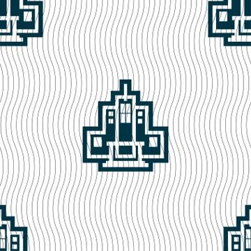 Skyscraper icon sign. Seamless pattern with geometric texture. Stock Illustration