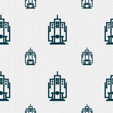 Skyscraper icon sign. Seamless pattern with geometric texture. Stockillustratie