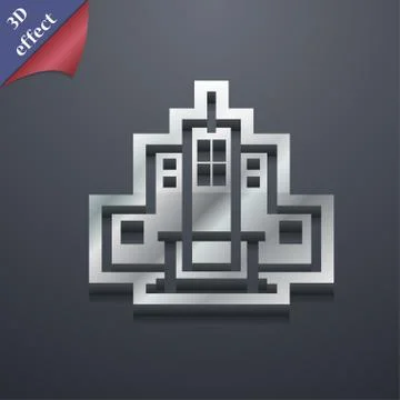Skyscraper icon symbol. 3D style. Trendy, modern design with space for your t Stock Illustration