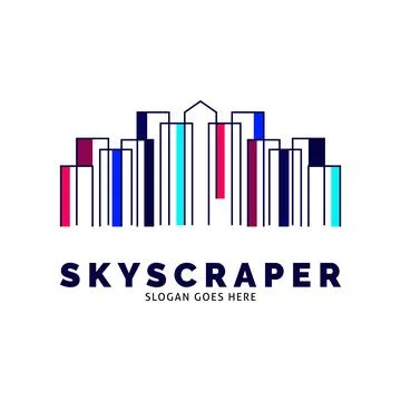 Skyscraper Icon Vector Logo Template Illustration Design Illustrazione stock