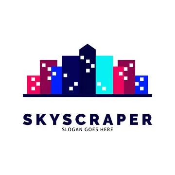 Skyscraper Icon Vector Logo Template Illustration Design Illustrazione stock