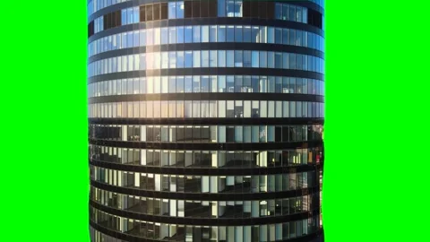 Skyscraper isolated on green background screen Stock Footage 332490656