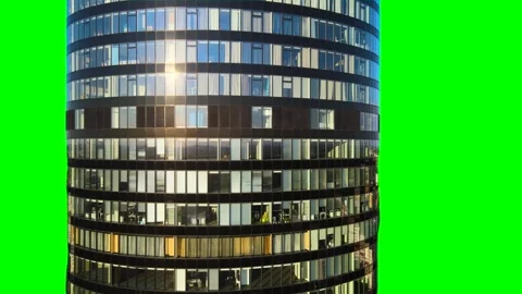 Skyscraper isolated on green background screen Stock Footage 332490721