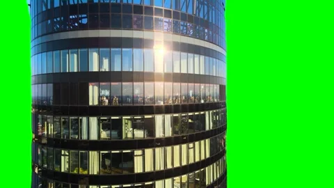 Skyscraper isolated on green background screen Stock Footage 332490879