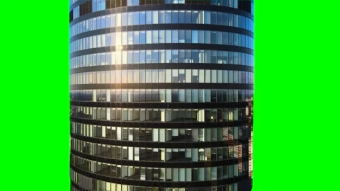 Skyscraper isolated on green background screen Stock Footage 332490894