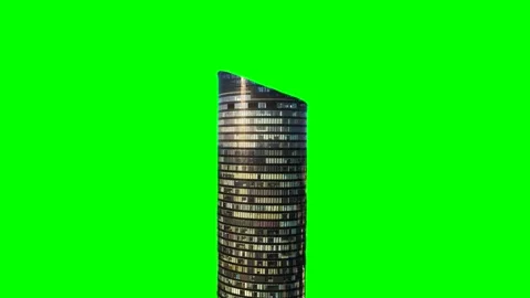 Skyscraper isolated on green background screen Stock Footage 332490944