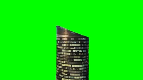 Skyscraper isolated on green background screen Stock Footage 332490956