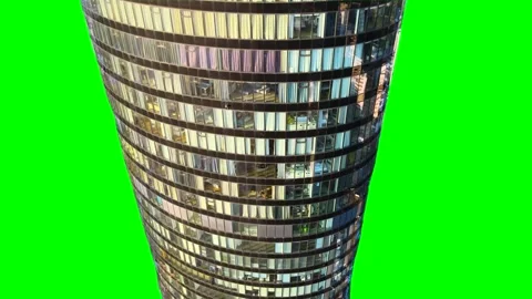 Skyscraper isolated on green background screen Stock Footage 332490996