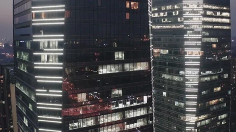 Skyscraper Jinmao Close Up Tilt Shot Meixi Lake Stock Footage 169001953