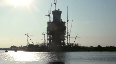 Skyscraper "Lakhta Center" Under Construction Stock Footage 68054143