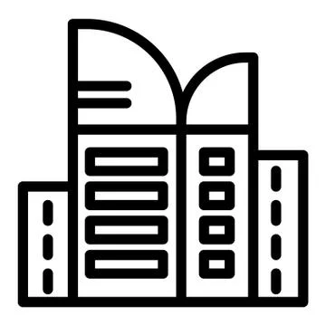 Skyscraper line icon. High rise building with round top vector illustration Ilustración de archivo