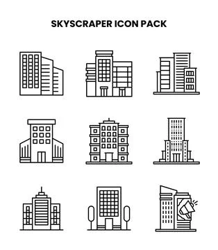 Skyscraper Line Scalable Icons Pack Stock Illustration